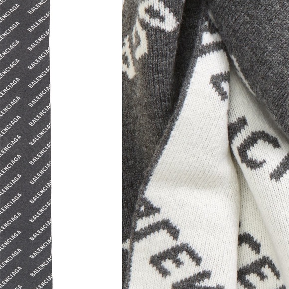 BALENCIAGA Jacquard Wool Blend All Over Logo Scarf - Picture 3 of 6